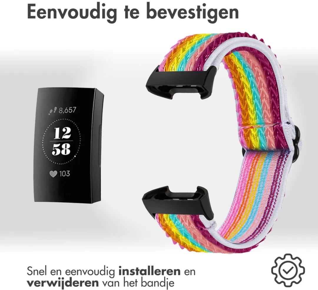 Imoshion Elastisch Nylon Bandje Rainbow - Fitbit Charge 4/5