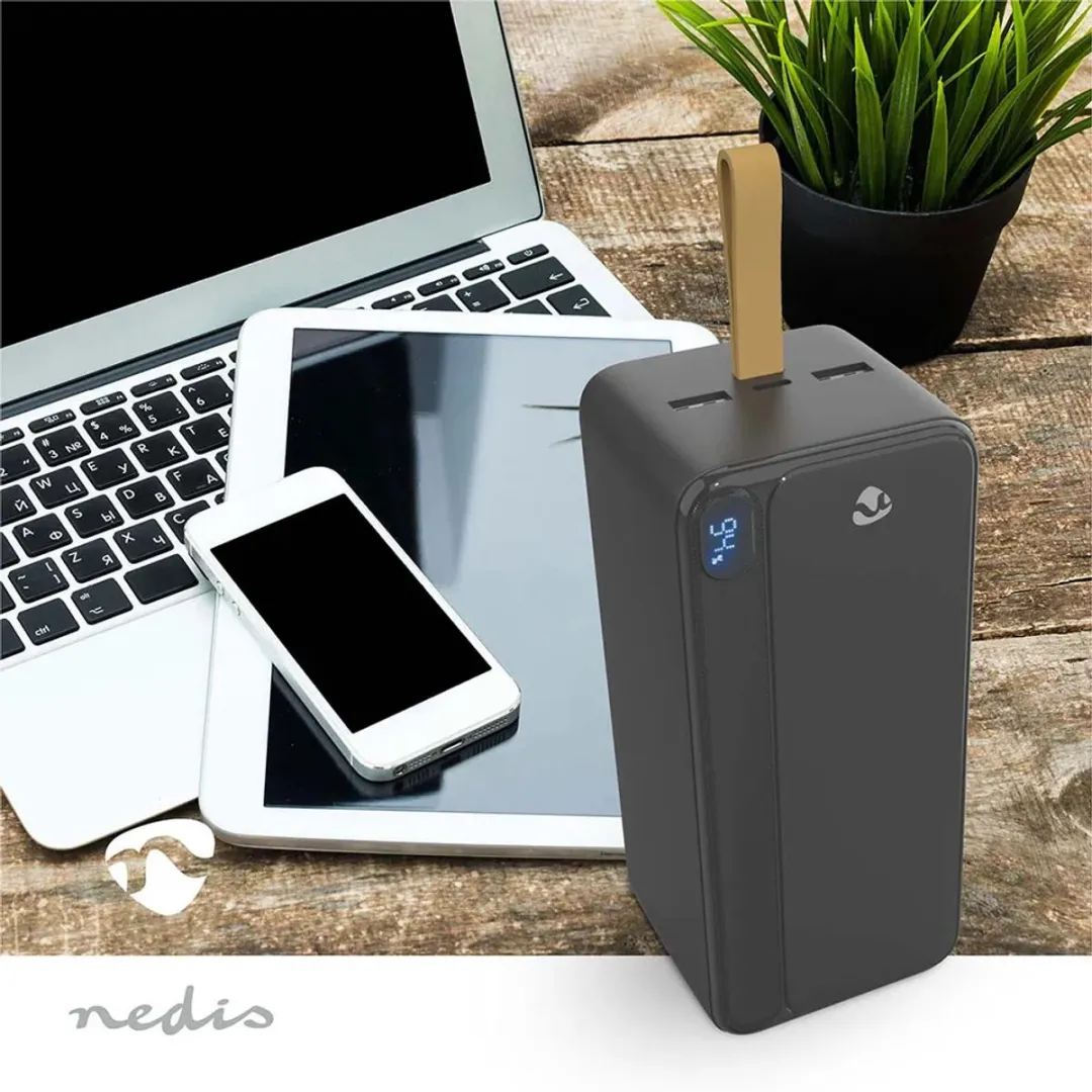Nedis Powerbank PBKPD20W325BK 30000mAh - 4x USB - 18W - Zwart