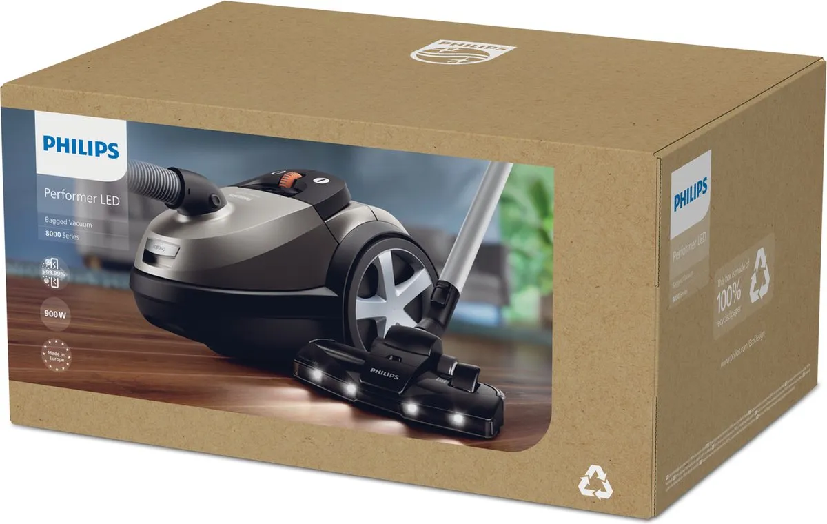 Philips Performer LED 8000 XD8152/12 Stofzuiger - 900W - Grijs