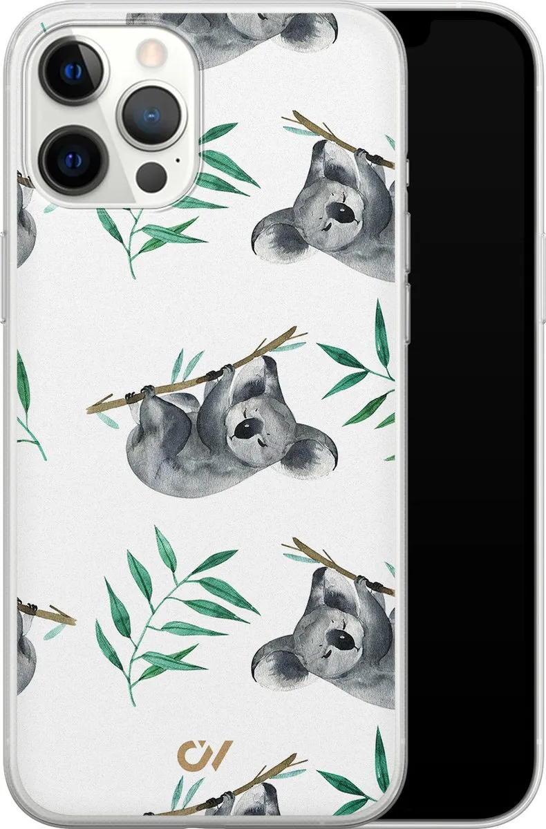 Casevibes iPhone 12 Pro Max Hoesje - Koala Print - Wit