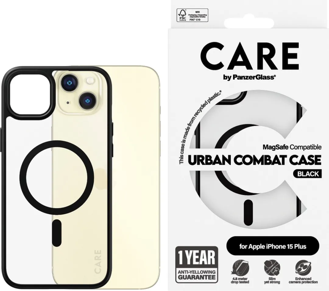 PanzerGlass CARE Urban Combat Case iPhone 15 Plus - Zwart - MagSafe - afbeelding 3 van 4