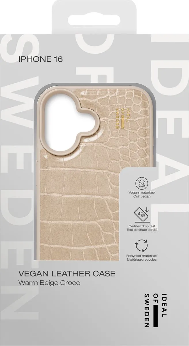 iDeal of Sweden iPhone 16 Vegan Leather Backcover - Warm Beige Croco - IDVLC-I2461-456