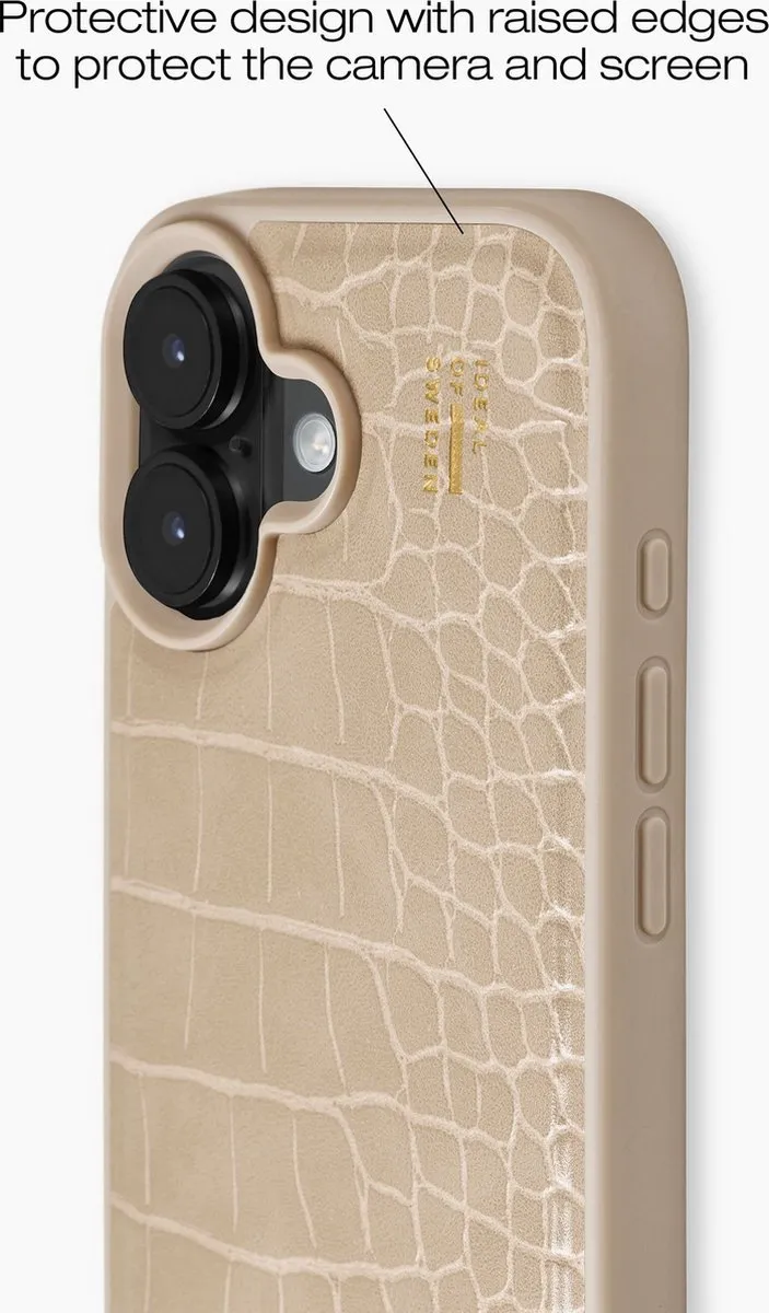 iDeal of Sweden iPhone 16 Vegan Leather Backcover - Warm Beige Croco - IDVLC-I2461-456