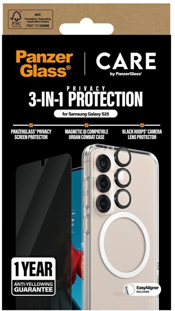 PanzerGlass Beschermset Galaxy S25 3-in-1 - Zwart