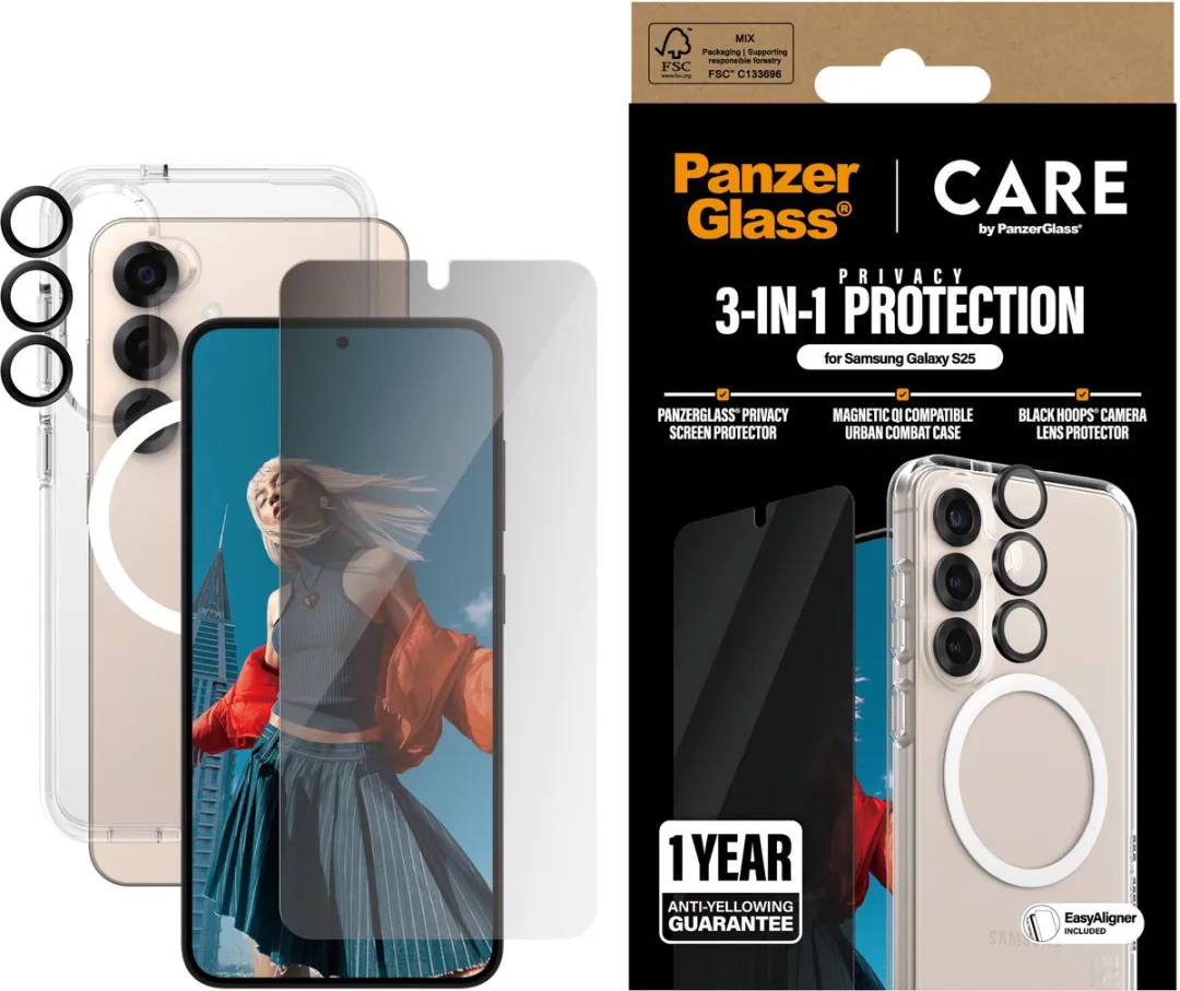 PanzerGlass Beschermset Galaxy S25 3-in-1 - Zwart