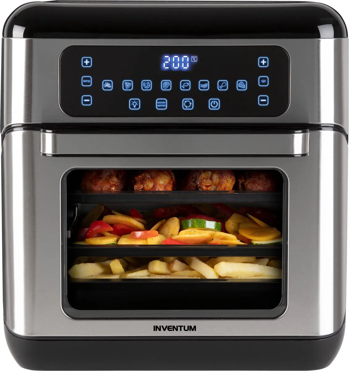 Inventum GF1200HLD Airfryer Oven 12L - 8 Programma's - 1500W - Zwart/Zilver