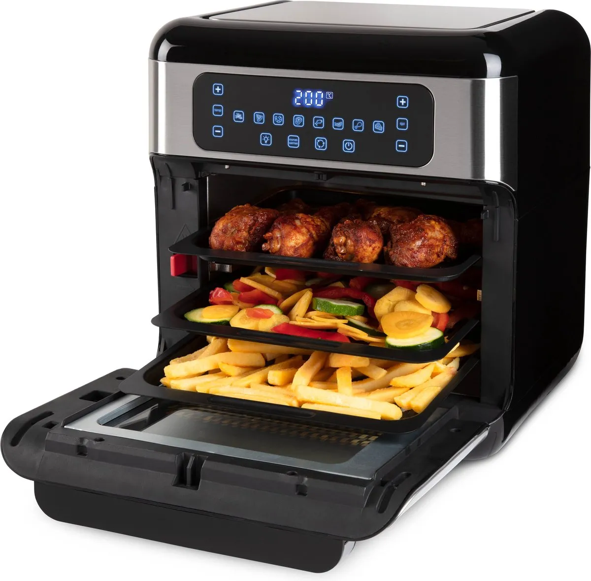 Inventum GF1200HLD Airfryer Oven 12L - 8 Programma's - 1500W - Zwart/Zilver