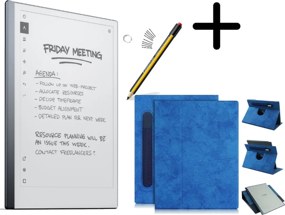 reMarkable® 2 met Staedtler stylus pen en draaibare Blauwe hoes met penhouder