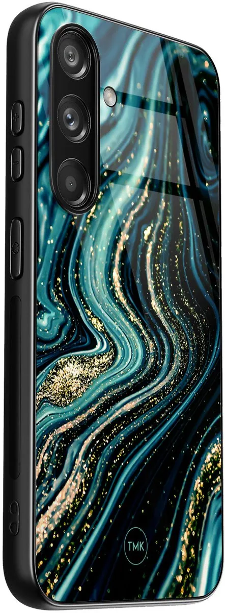 Casevibes Samsung Galaxy S24 Hoesje - Blauw Marmer - TPU Glossy - afbeelding 2 van 3