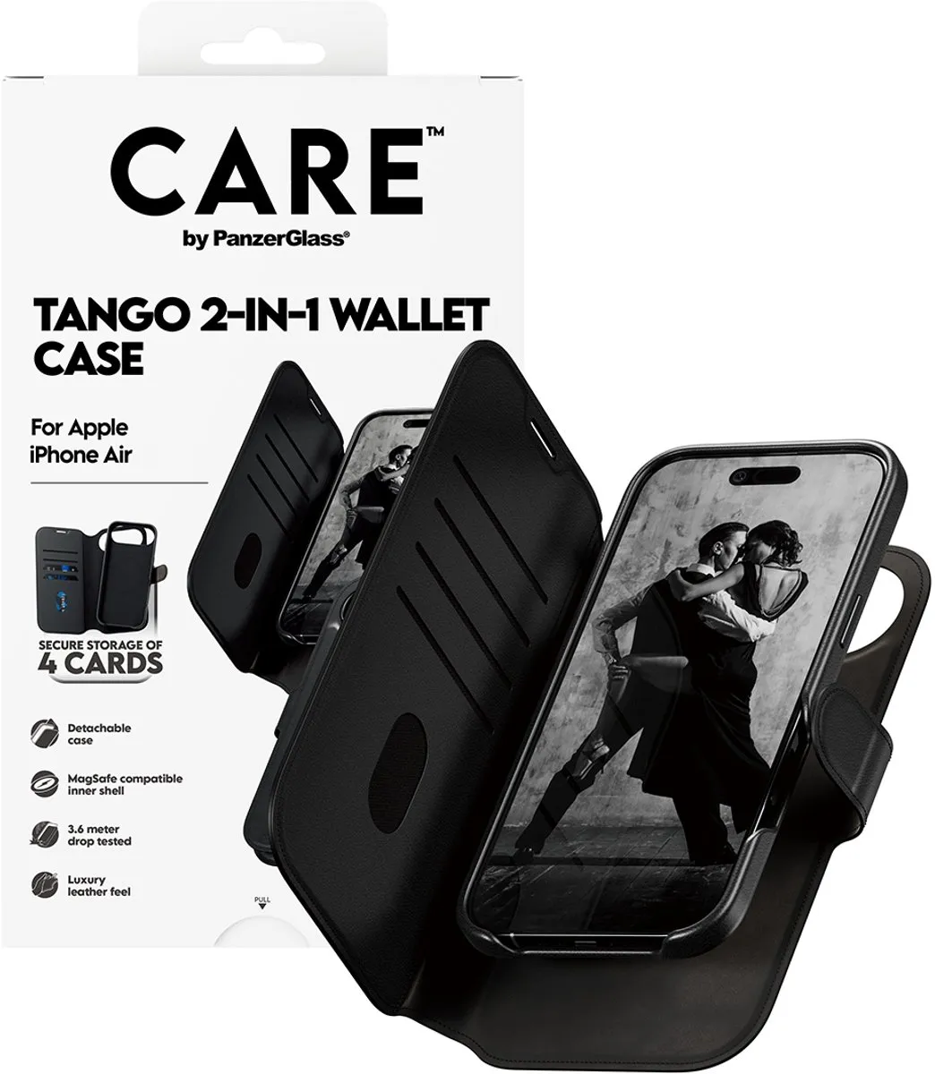 PanzerGlass Tango 2In1 Wallet Case - iPhone Air MagSafe - 1 Pasje - Zwart - afbeelding 6 van 6