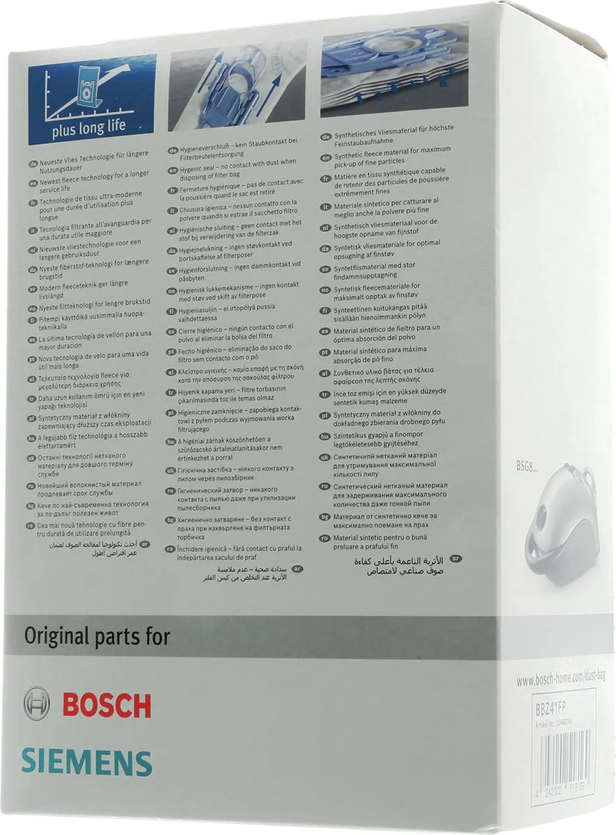Bosch BBZ41FP Stofzuigerzakken - 4 Stuks - afbeelding 6 van 6
