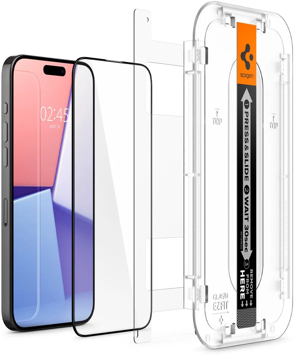Spigen EZ Fit GLAS.tR Screen Protector iPhone 15 Pro Max - 9H - Zwart