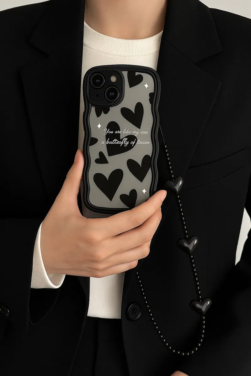 NUVEX Golvend Hoesje iPhone 11 Pro - Hartjes & Vlinders Patroon - Zwart