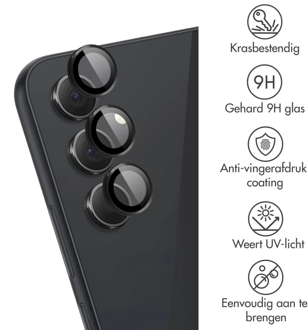 imoshiion Camera Lens Protector Samsung Galaxy A55 5G - 2 Stuks - Zwart - afbeelding 6 van 6