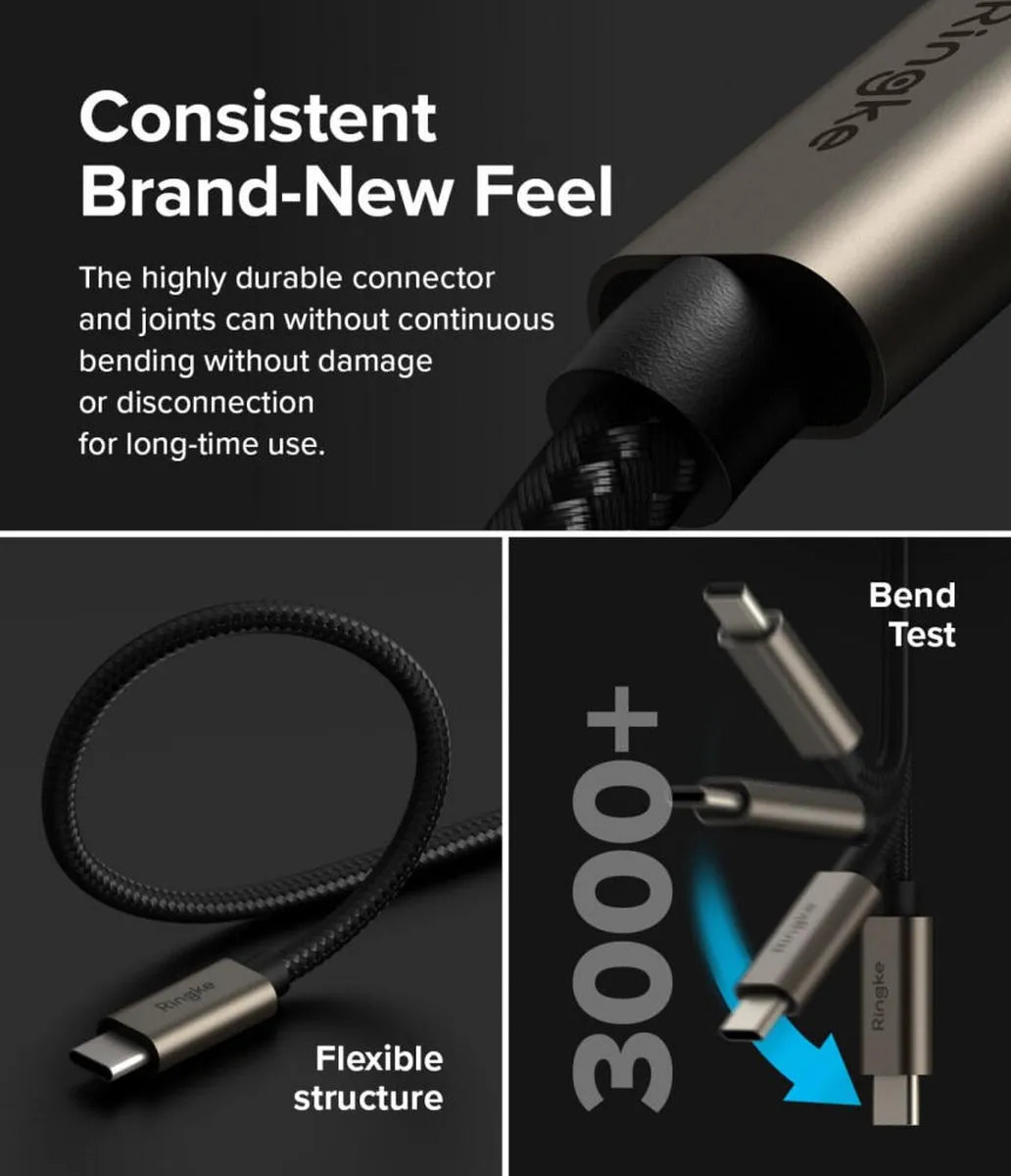 Ringke Fast Charging Basic USB-C Kabel 60W - 2M Zwart