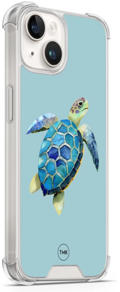 Casevibes iPhone 14 Shockproof Hoesje - Schildpad - Blauw - A/i14/S/013