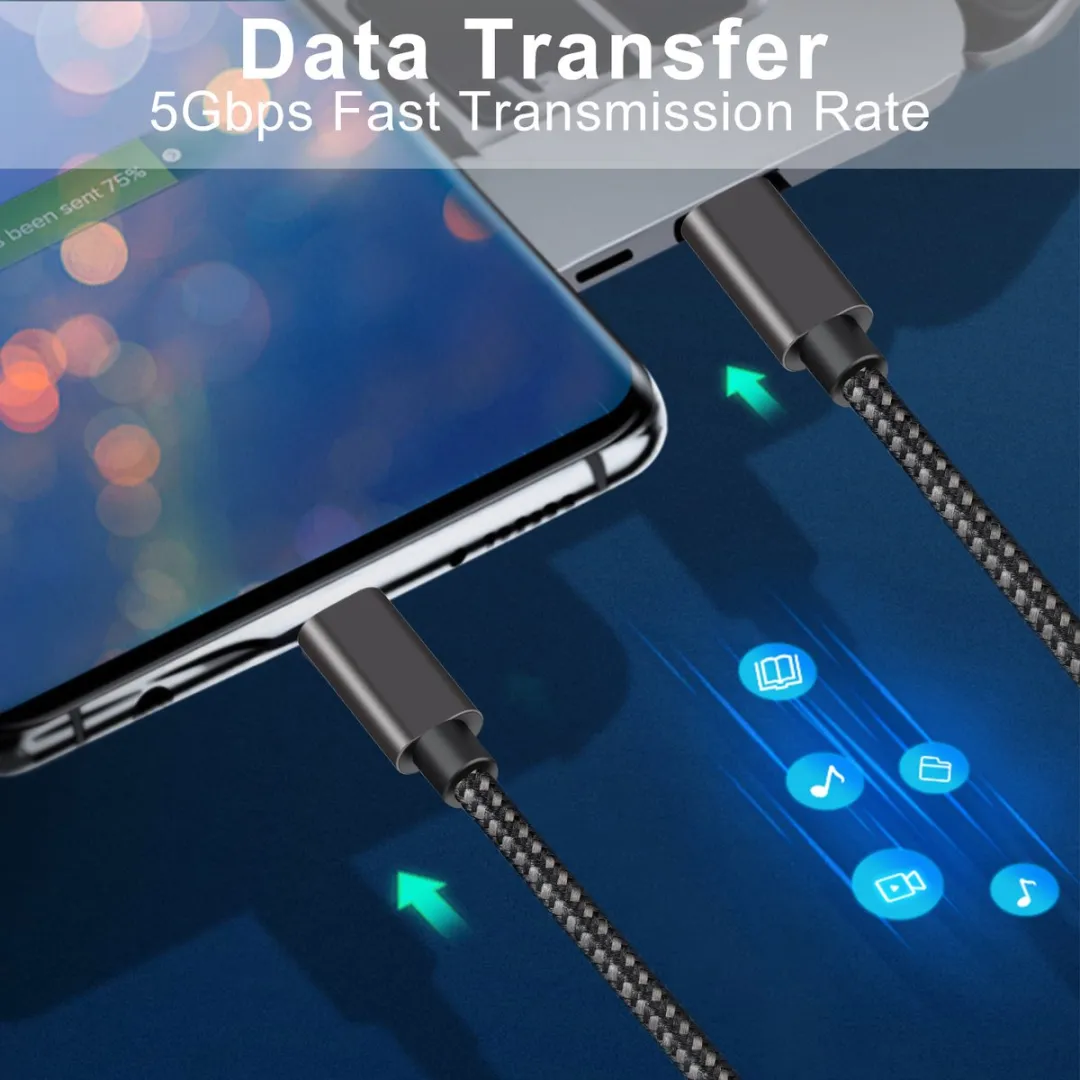NÖRDIC USBC-N1084 USB-C Kabel 60W PD 5Gbps 2m - Grijs