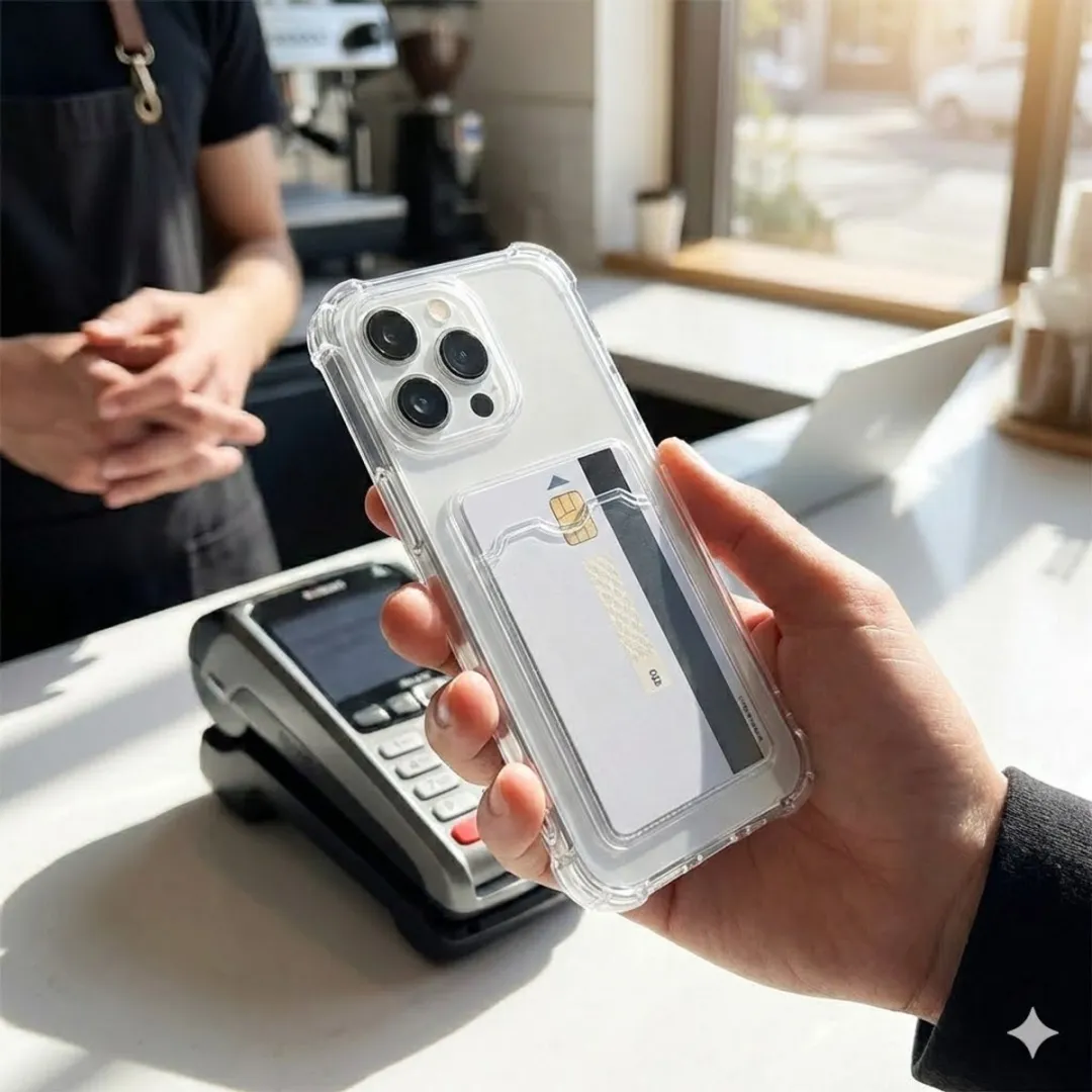 NUVEX iPhone 17 Pro Hoesje Set - Grijs/Zwart - Kaartvak