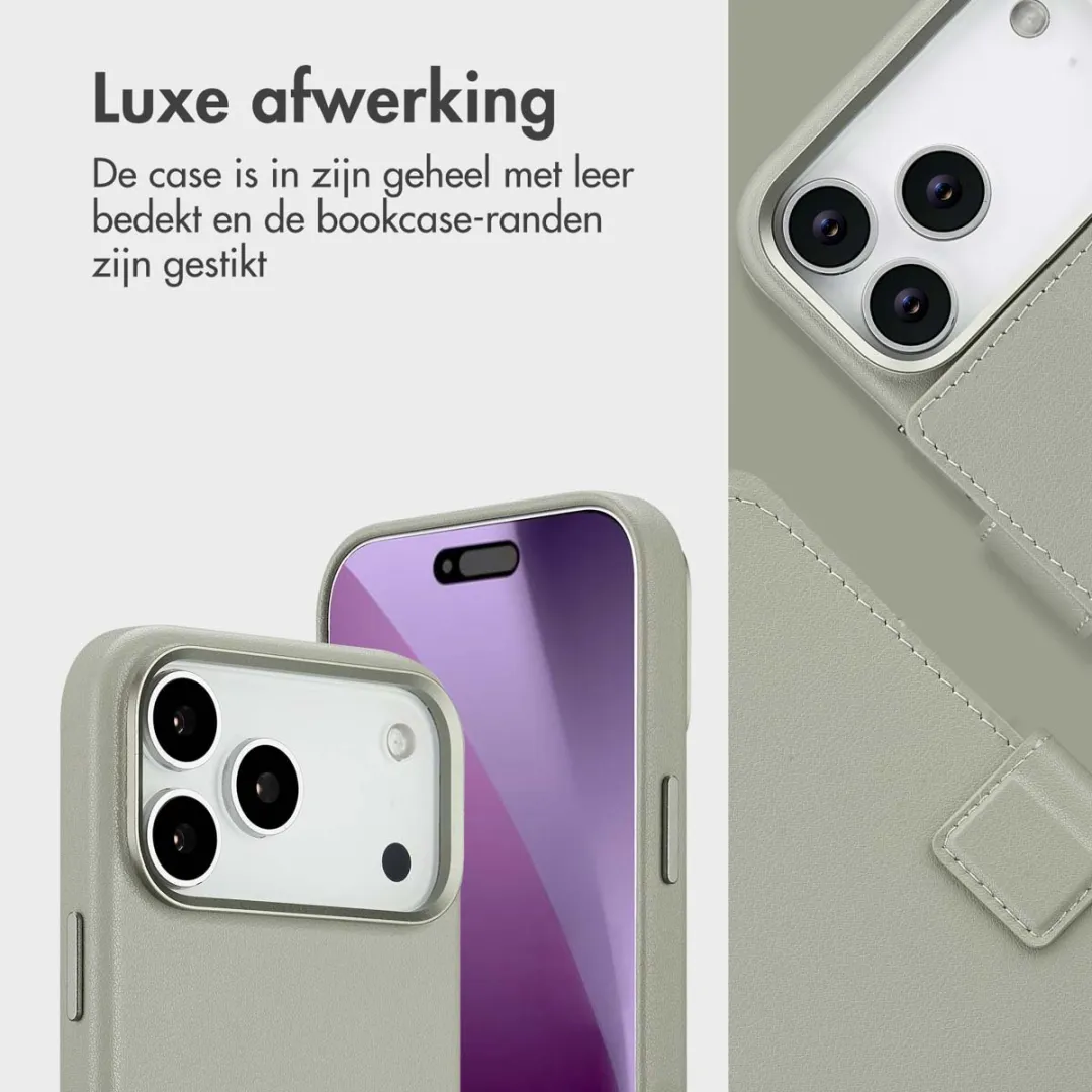 Accezz Hoesje iPhone 17 Pro Max Leather Bookcase 2-in-1 - Grijs