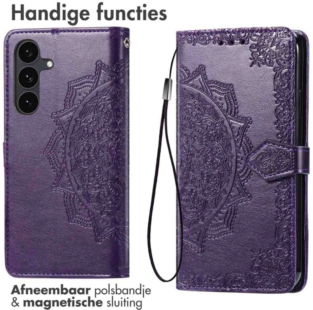 Imoshion Hoesje Samsung Galaxy S25 FE - Mandala Bookcase - 3 Pasjes - Paars