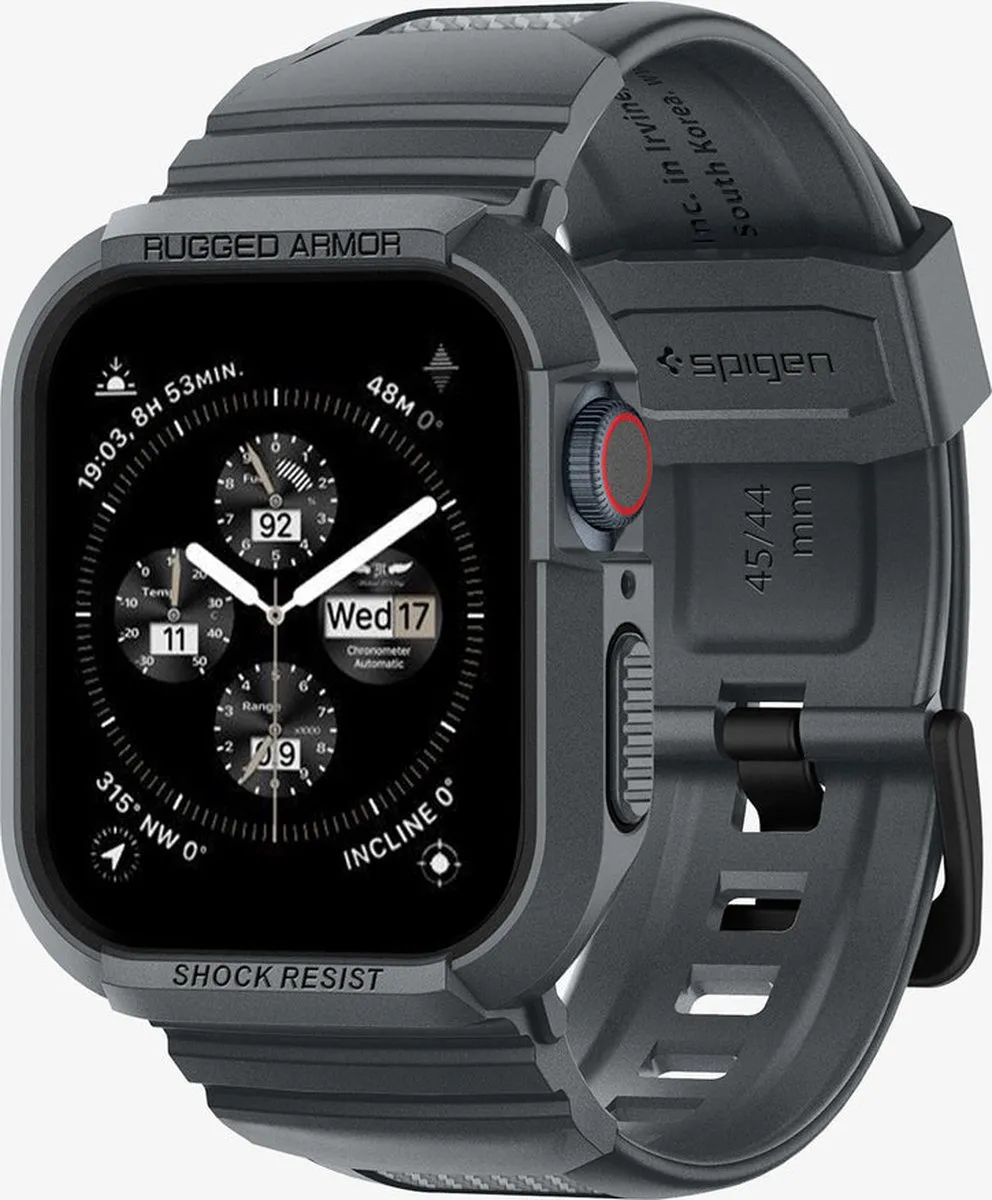 Spigen Rugged Armor Pro - Apple Watch 44/45mm Hoesje & Band Grijs - afbeelding 5 van 6