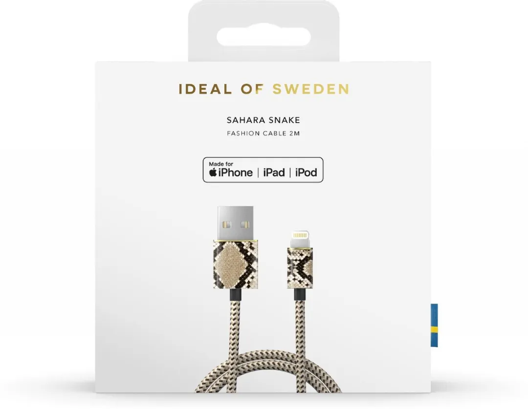 iDeal of Sweden Fashion Cable Lightning 2m Sahara Snake - Zwart