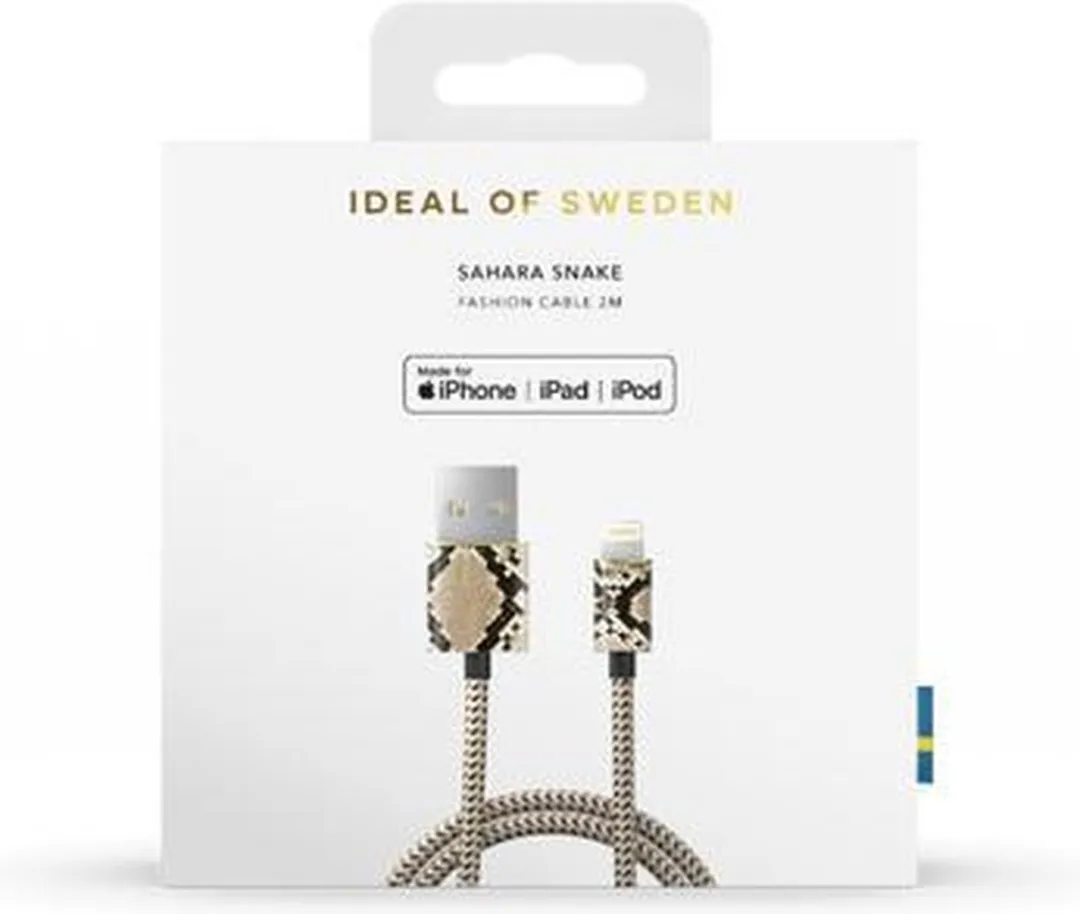 iDeal of Sweden Fashion Cable Lightning 2m Sahara Snake - Zwart