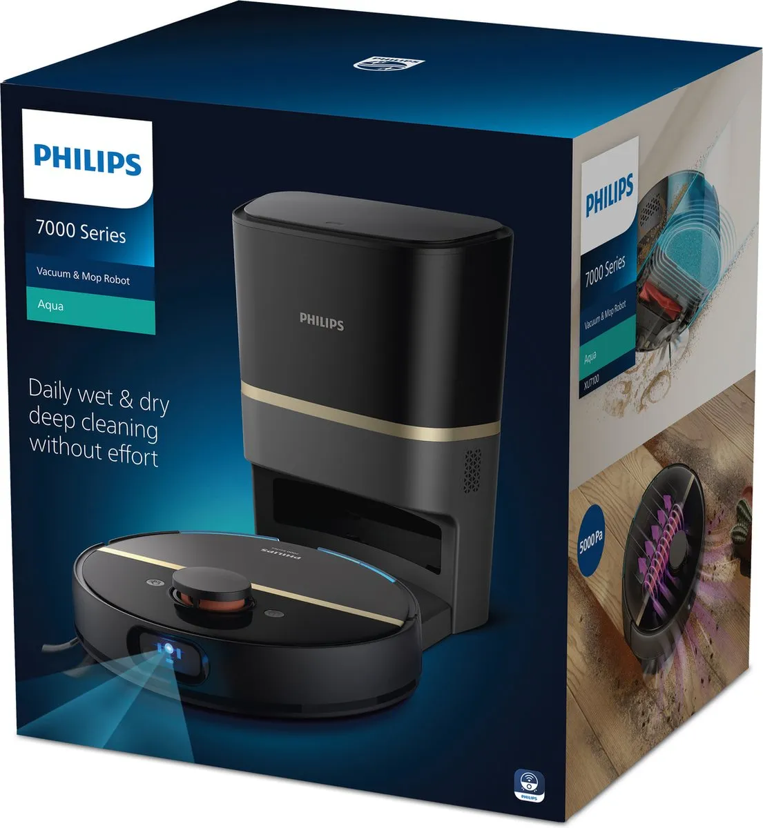 Philips HomeRun Aqua 7000 XU7100/01 Robotstofzuiger - Dweilfunctie - Zwart/Goud - afbeelding 6 van 6