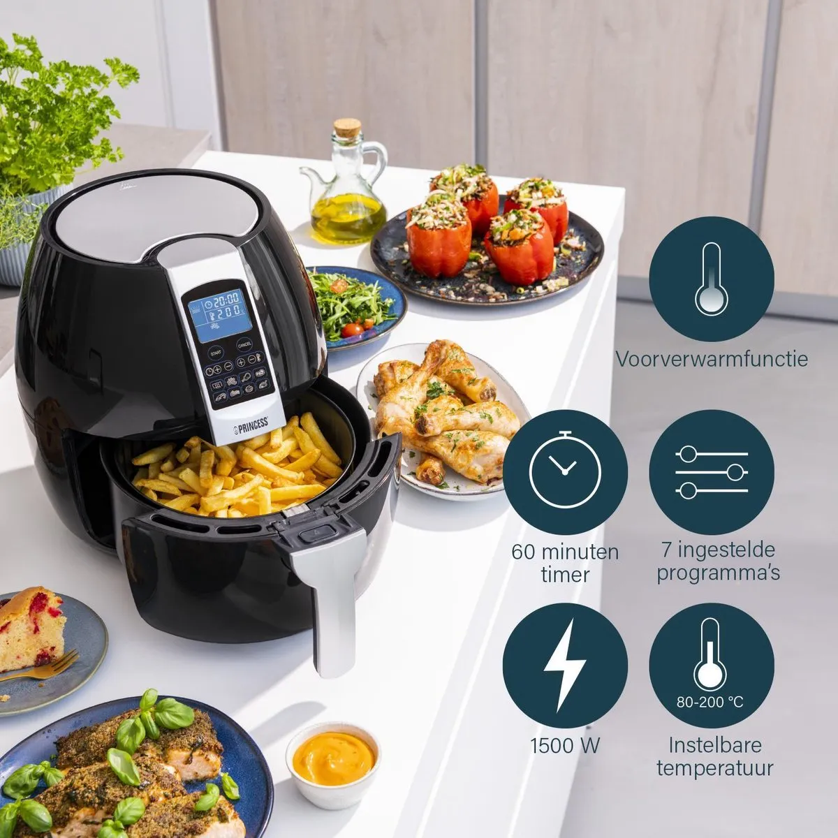 Princess Digitale Airfryer XL 182021 - 3.2L - 8 Programma's - Zwart - afbeelding 6 van 6