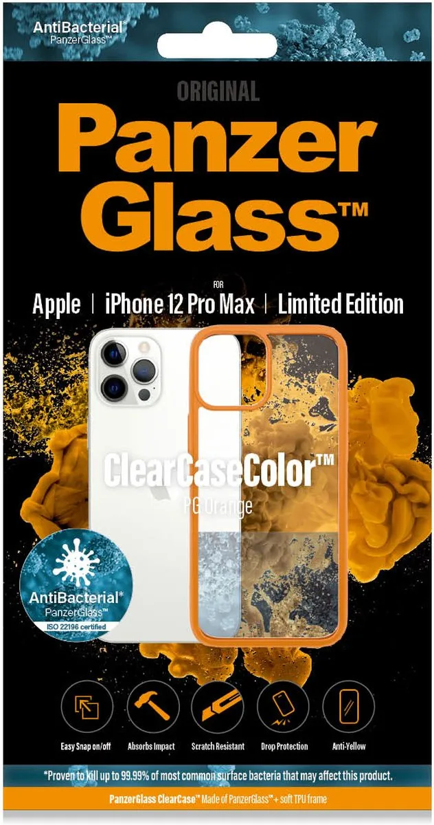 PanzerGlass ClearCaseColor PZ-0284 iPhone 12 Pro Max Hoes - Oranje