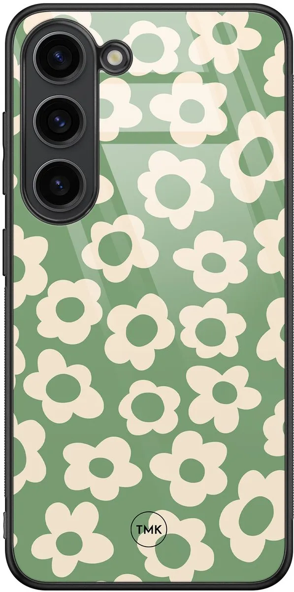 Casevibes Hoesje Samsung Galaxy S23 Retro Cute Flowers Groen