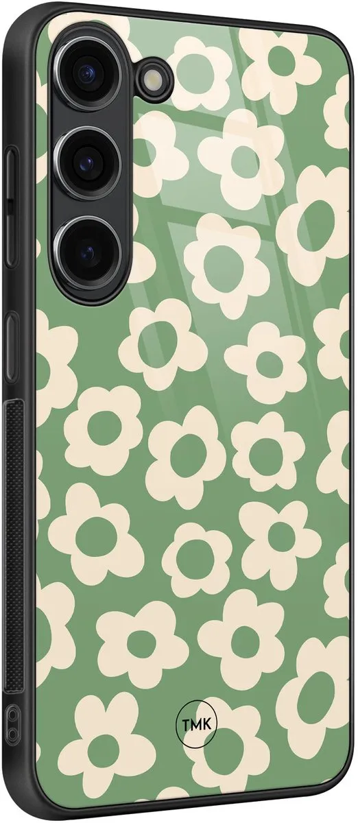 Casevibes Hoesje Samsung Galaxy S23 Retro Cute Flowers Groen