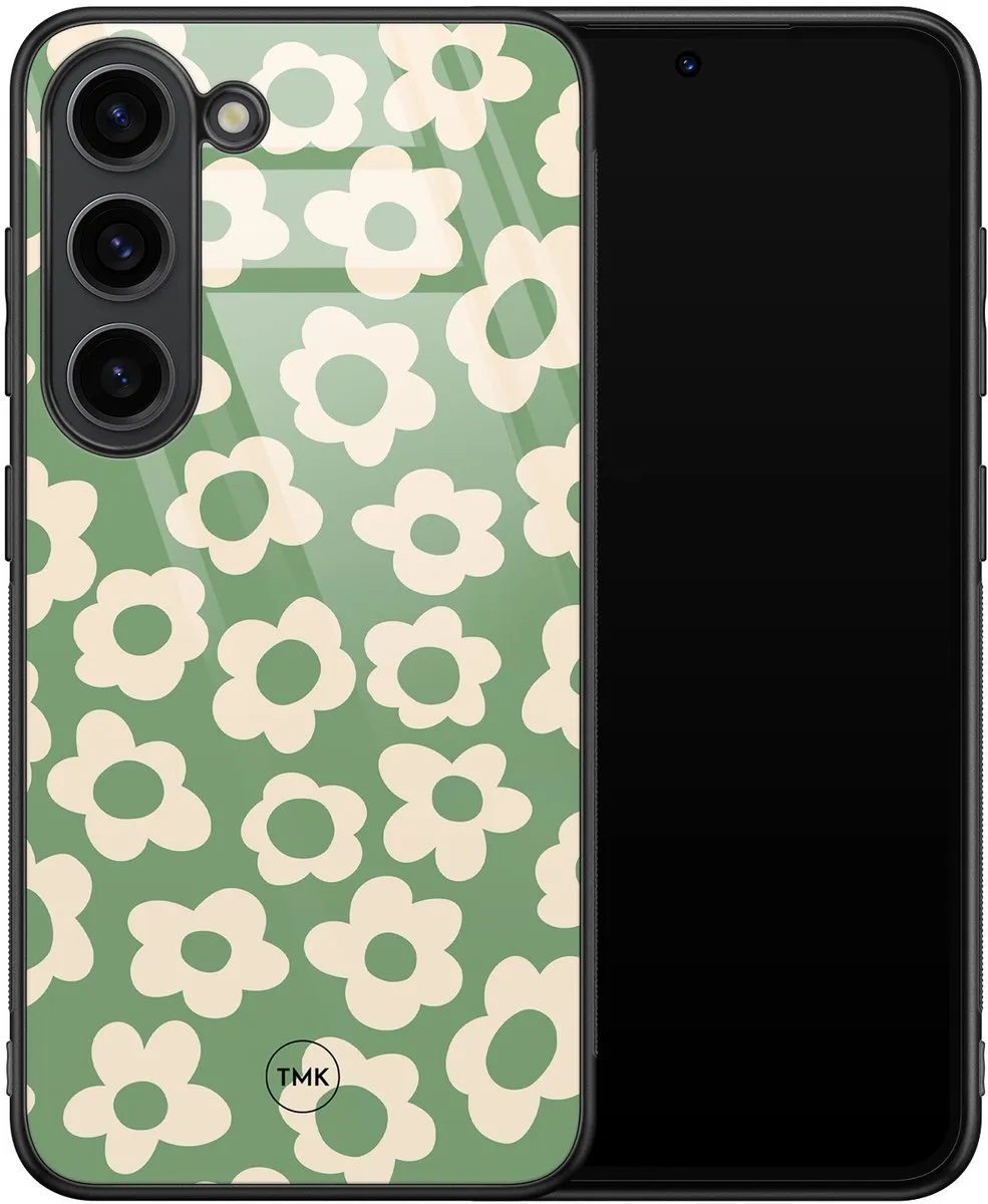 Casevibes Hoesje Samsung Galaxy S23 Retro Cute Flowers Groen