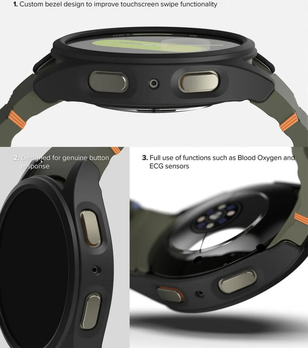Ringke Slim+Glass Hoesje Screen Protector Samsung Galaxy Watch 7 44mm - Matte Zwart