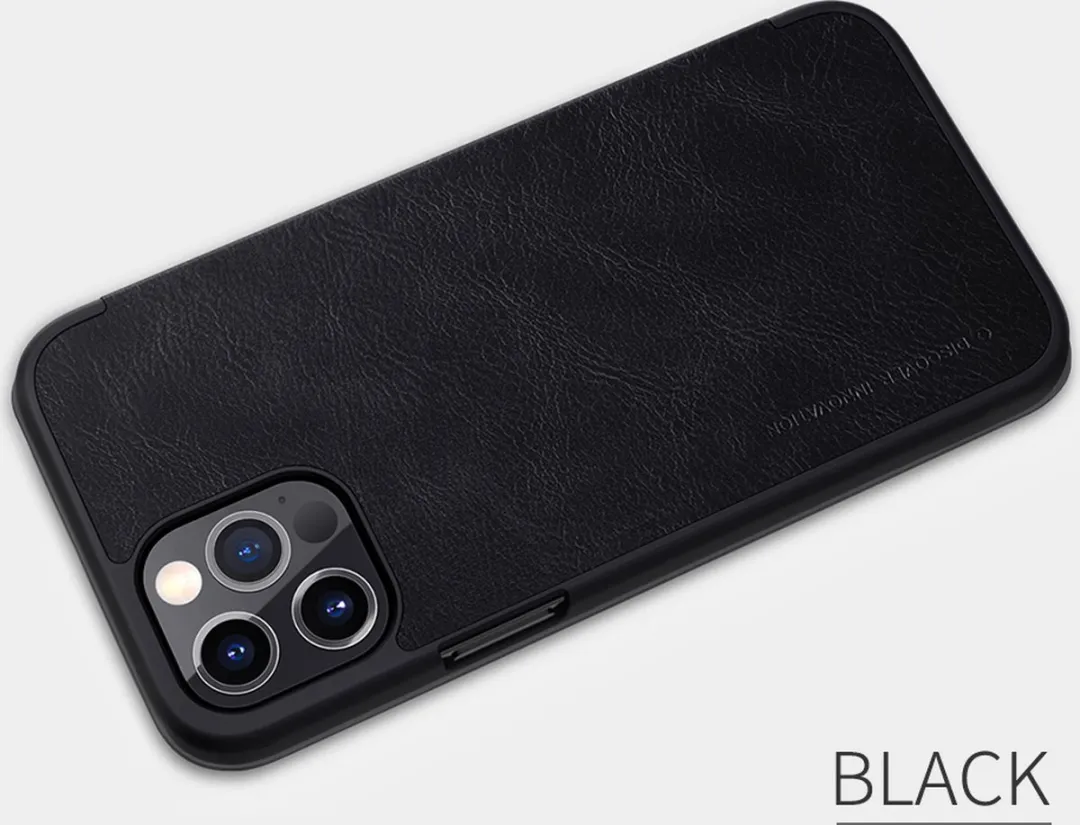 Nillkin Qin Leather Case iPhone 12 Pro Max - 2 Pasjes - Zwart - afbeelding 4 van 6