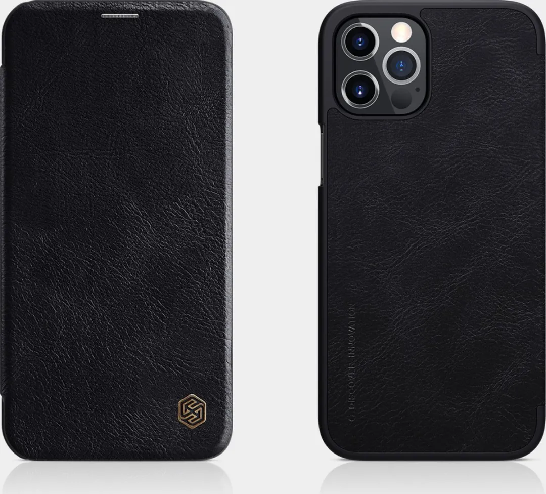 Nillkin Qin Leather Case iPhone 12 Pro Max - 2 Pasjes - Zwart - afbeelding 5 van 6