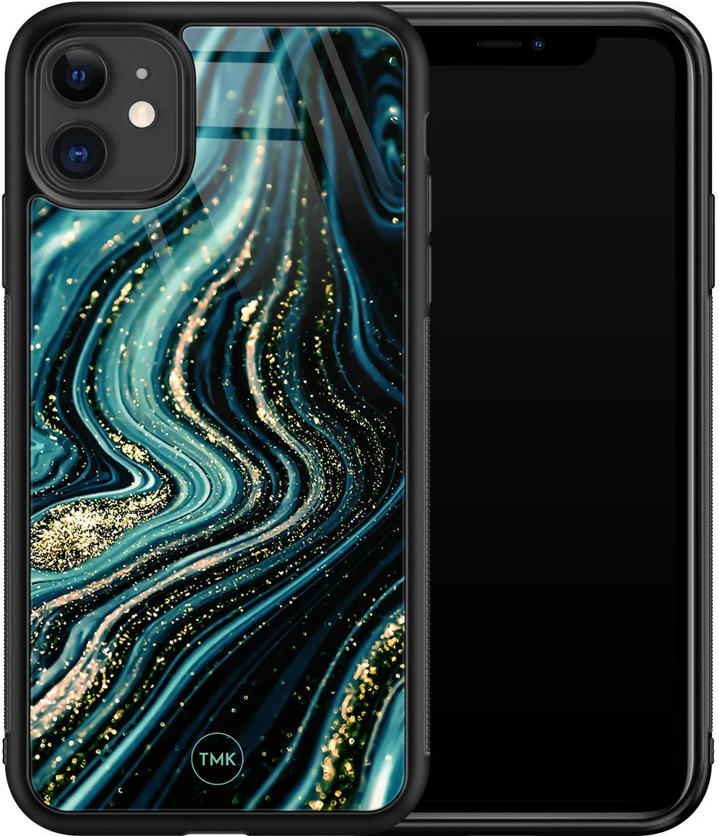 Casevibes iPhone 11 Hoesje Blauw - Marmer - TPU