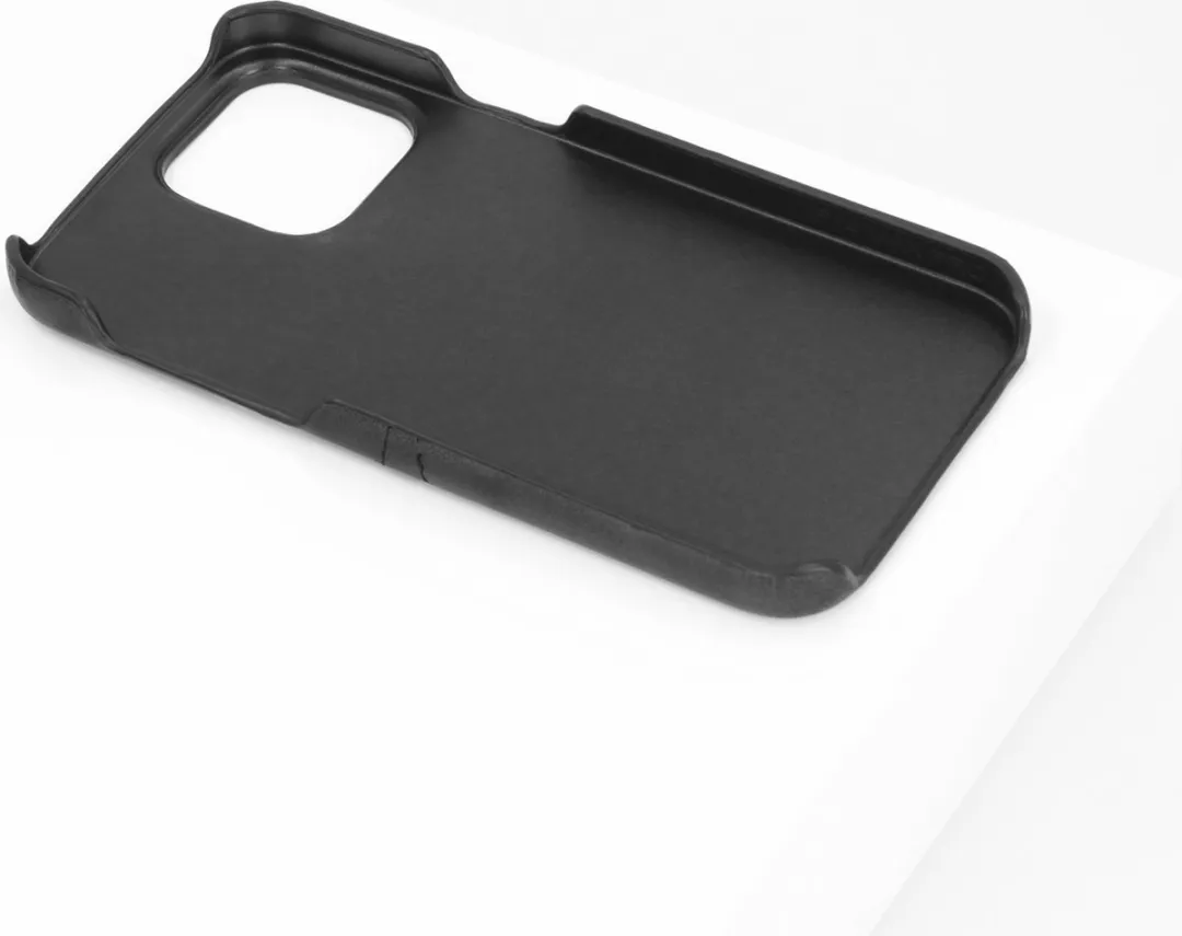 BMAX Leren Hardcase Hoesje iPhone 14 Pro Max - 2 Pasjes - Zwart