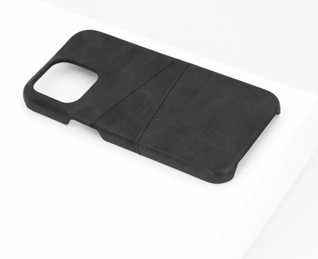 BMAX Leren Hardcase Hoesje iPhone 14 Pro Max - 2 Pasjes - Zwart