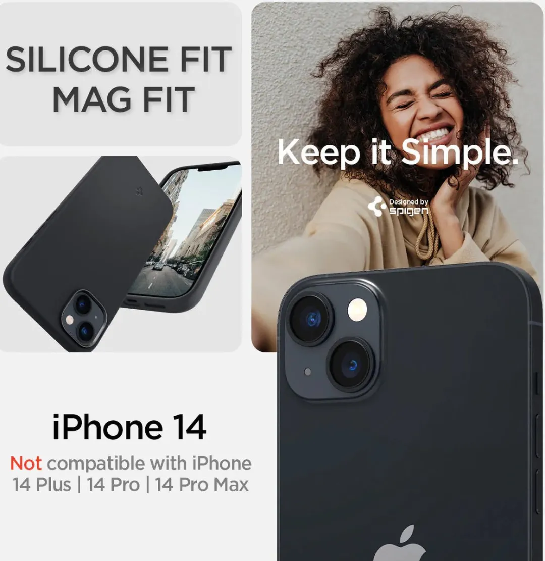 Spigen Silicone Fit MagSafe Hoesje iPhone 14 - Zwart