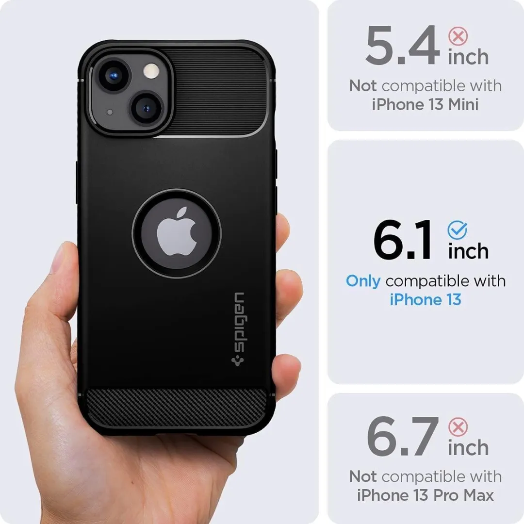 Spigen Rugged Armor TPU Hoesje iPhone 13 - Zwart
