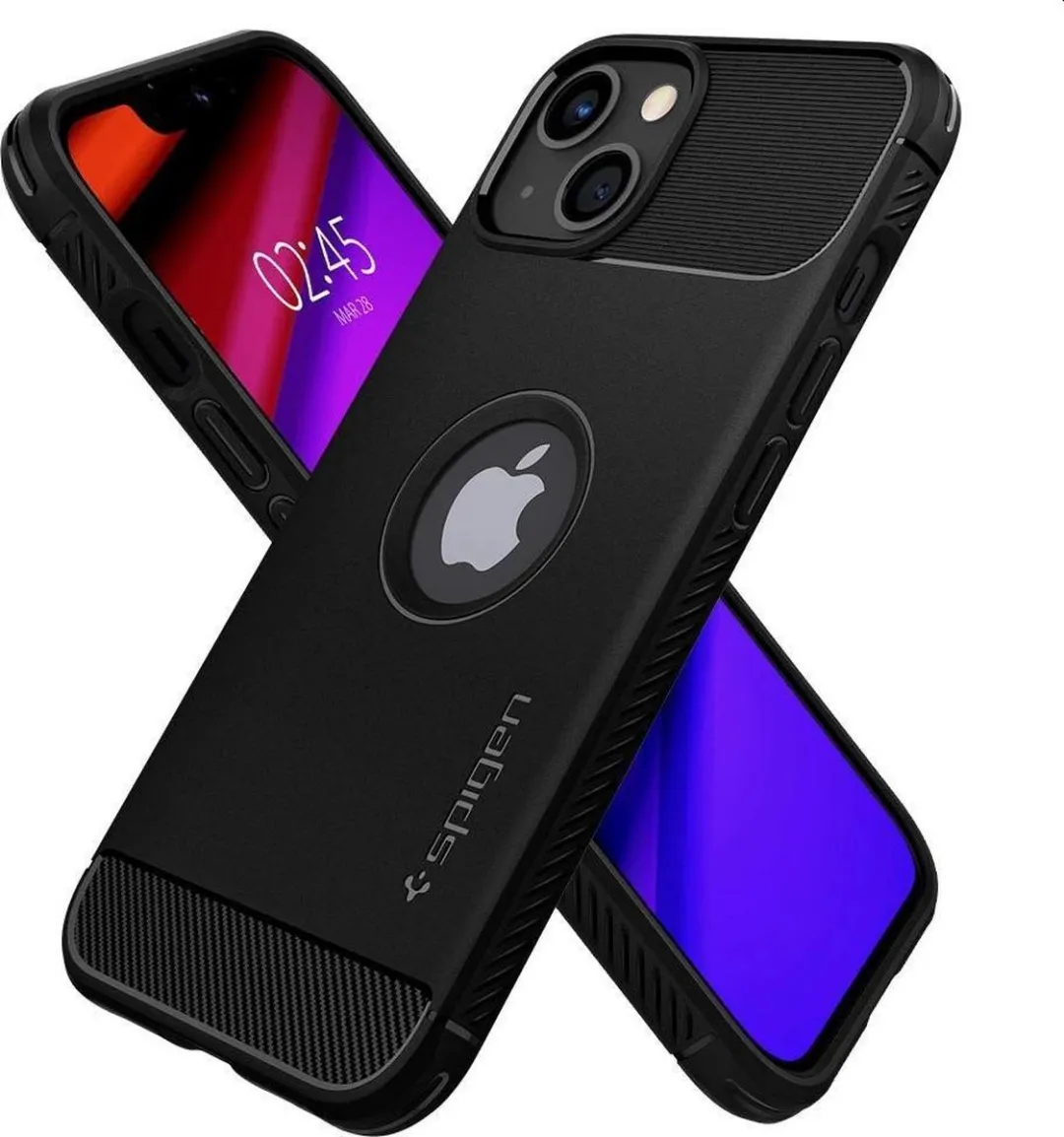 Spigen Rugged Armor TPU Hoesje iPhone 13 - Zwart - afbeelding 6 van 6