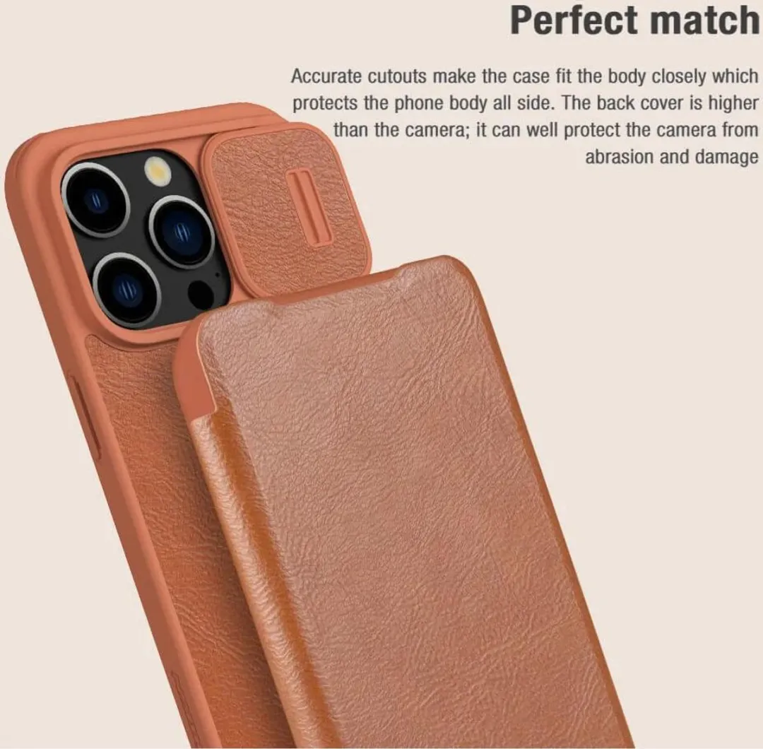 Nillkin Qin Pro Hoesje iPhone 15 Pro - 2 Pasjes Bruin