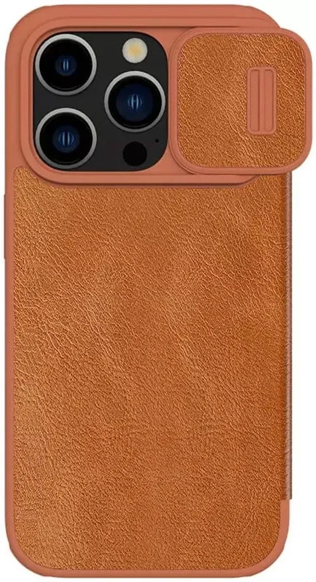 Nillkin Qin Pro Hoesje iPhone 15 Pro - 2 Pasjes Bruin