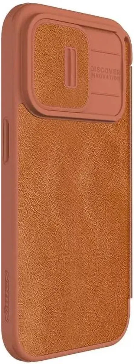 Nillkin Qin Pro Hoesje iPhone 15 Pro - 2 Pasjes Bruin