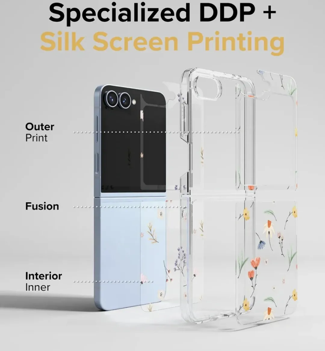 Ringke Fusion Design Hoesje Samsung Galaxy Z Flip 6 - Antikrascoating - Transparant Flowers