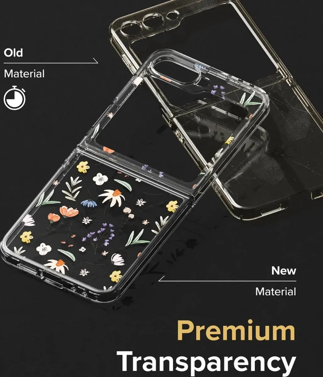 Ringke Fusion Design Hoesje Samsung Galaxy Z Flip 6 - Antikrascoating - Transparant Flowers