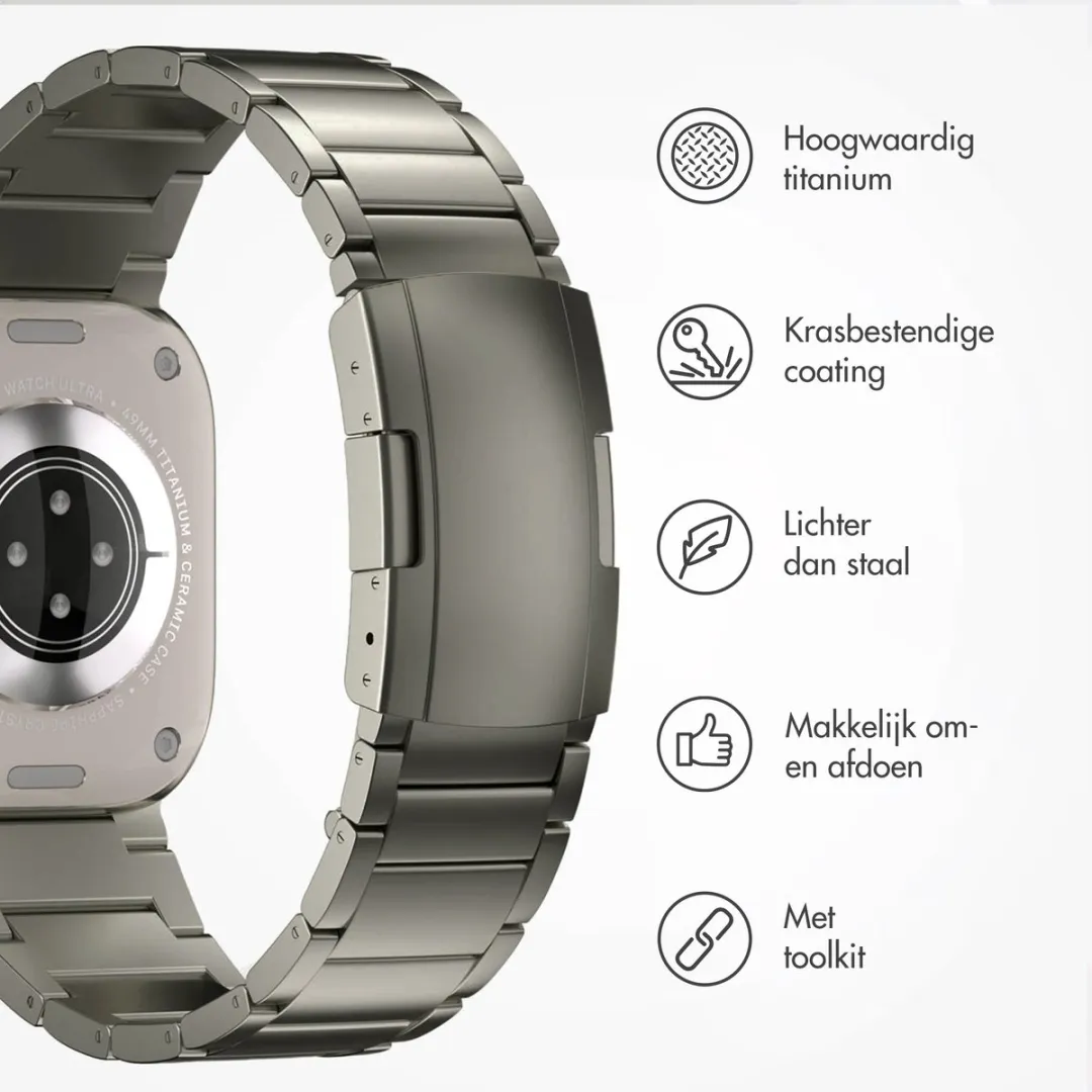 Accezz Titanium Mat Bandje Apple Watch 42mm - Zilver