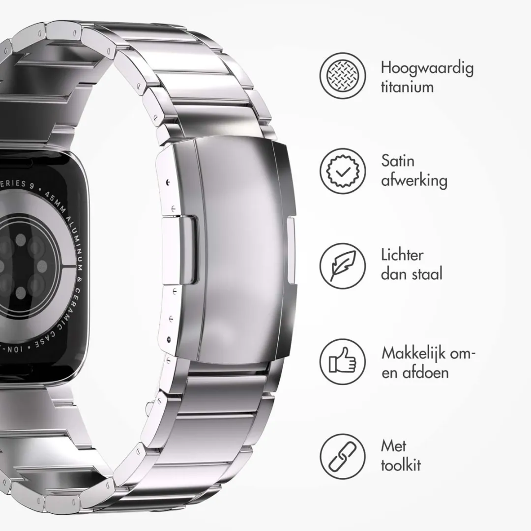 Accezz Titanium Mat Bandje Apple Watch 42mm - Zilver