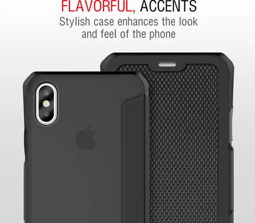 Itskins Spectrum Folio Bookcase iPhone X - APHX-SPERA-BLKF - Zwart - afbeelding 6 van 6